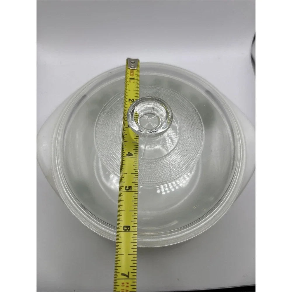 Vintage Glasbake J514 Green‎ Herbs 2 Quart Casserole Baking Dish w/ Lid, Chipped